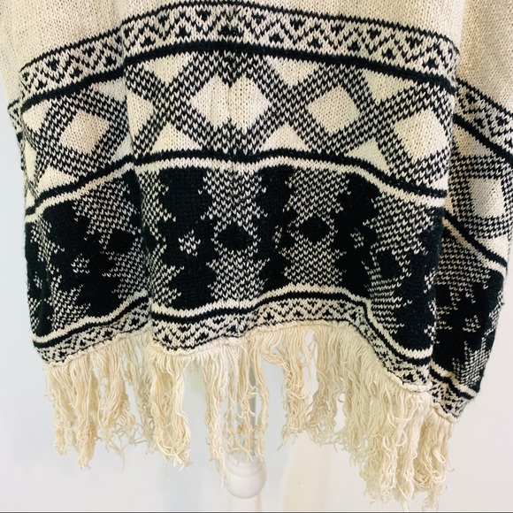 American Rag Fringe Duster Cardigan Sweater Aztec Boho Small - Picture 4 of 9